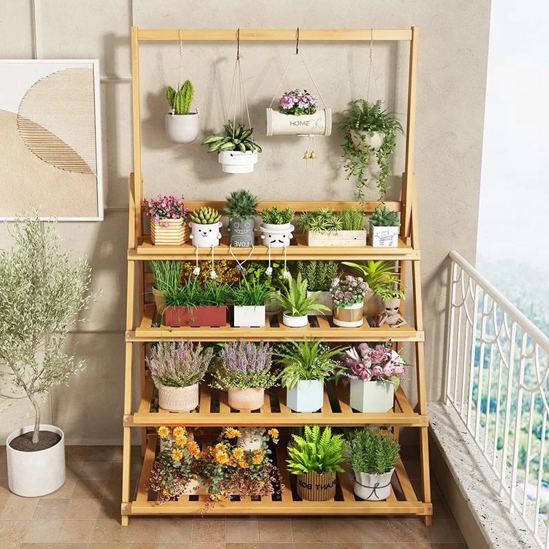 Solid Wood Flower Shelf Plant  - Outdoor Furniture Designer ulasan dan harga