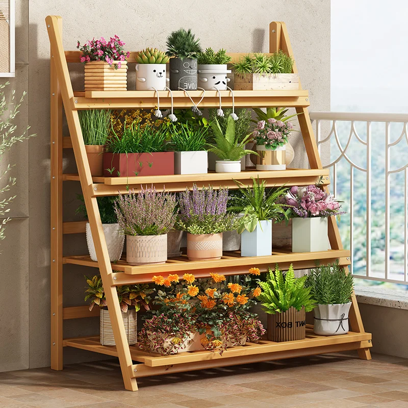 Solid Wood Flower Shelf Plant  - Outdoor Furniture Designer ulasan dan harga