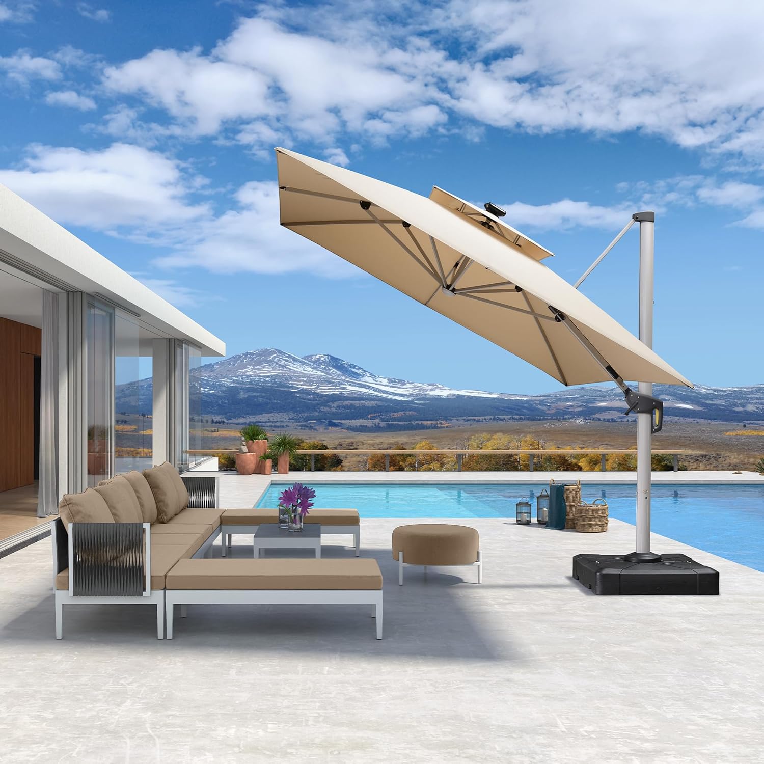 10' X 13' Double Top Deluxe So - Outdoor Furniture With Umbrella ulasan dan harga