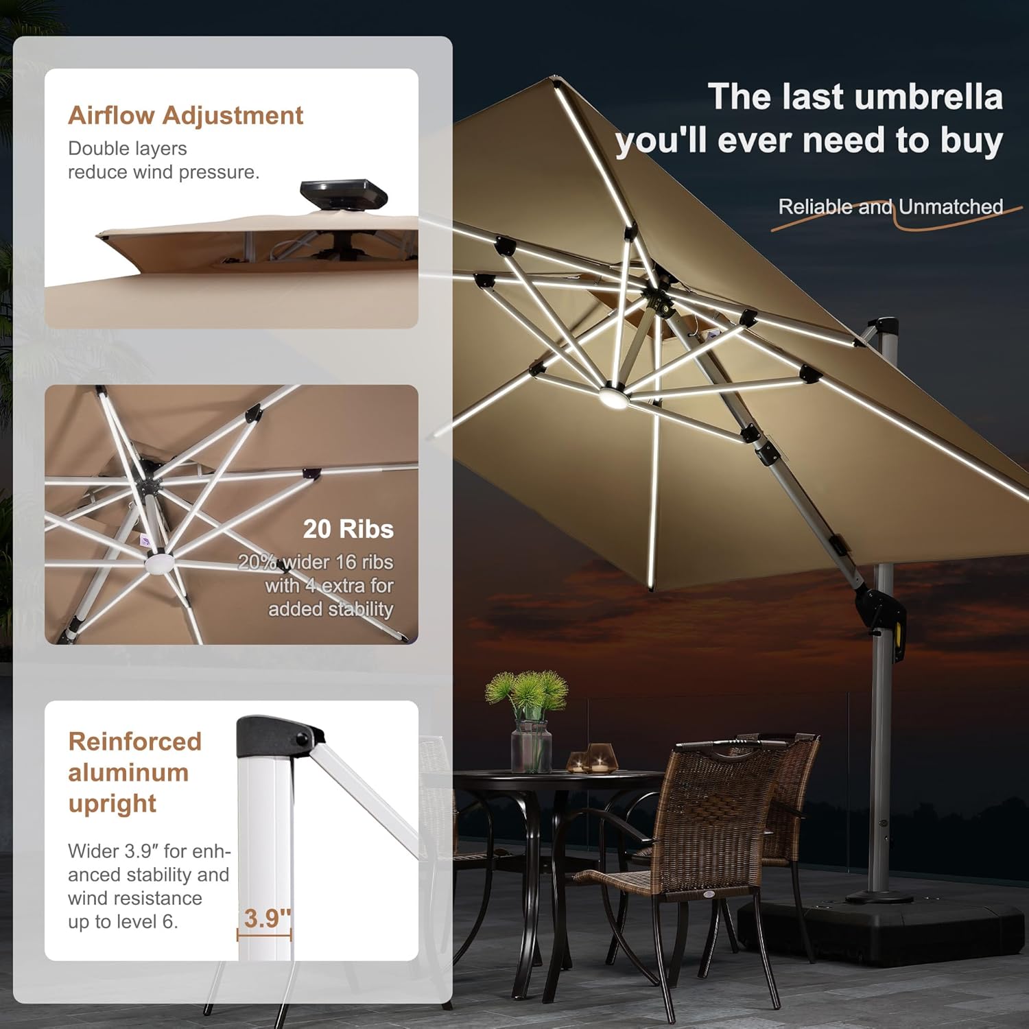10' X 13' Double Top Deluxe So - Outdoor Furniture With Umbrella ulasan dan harga
