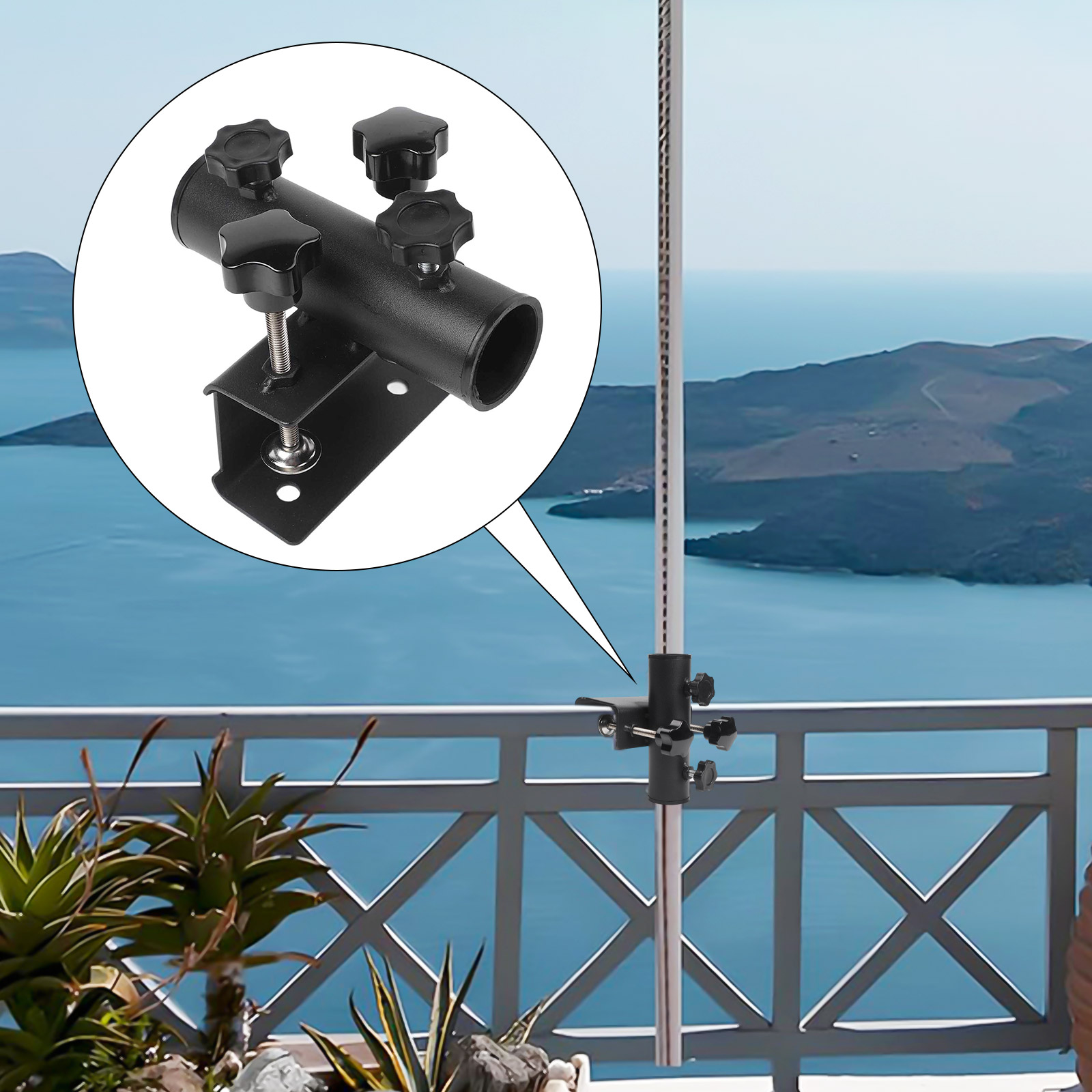 Balcony Umbrella Holder Clamp  - Outdoor Furniture With Umbrella ulasan dan harga