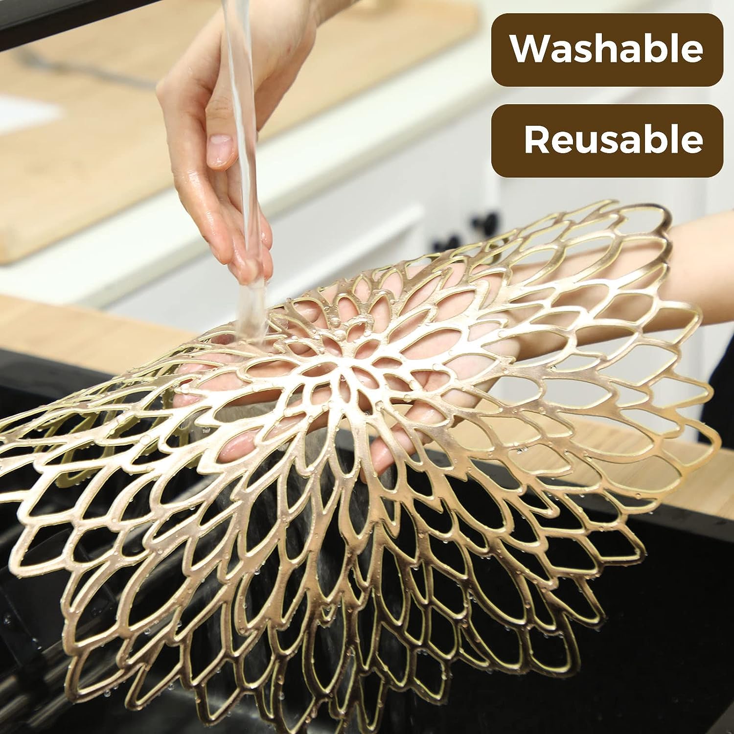 Set of 4 Metallic Placemats Se - Outdoor Furniture Designer ulasan dan harga